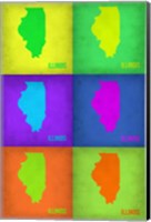 Framed Illinois Pop Art Map 1