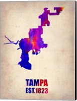 Framed Tampa Watercolor Map