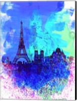 Framed Paris Watercolor Skyline