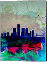 Framed Detroit Watercolor Skyline