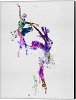 Framed Two Ballerinas Dance Watercolor
