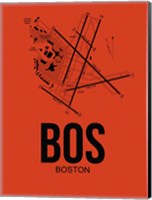 Framed BOS Boston Airport Orange