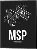 Framed MSP Minneapolis Airport Black