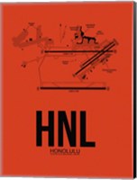 Framed HNL Honolulu Airport Orange