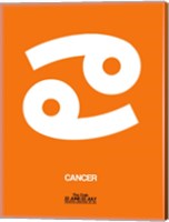 Framed Cancer Zodiac Sign White on Orange