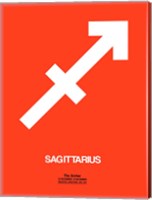 Framed Sagittarius Zodiac Sign White on Orange