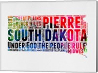 Framed South Dakota Watercolor Word Cloud