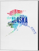 Framed Alaska Watercolor Word Cloud
