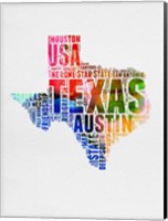 Framed Texas Watercolor Word Cloud