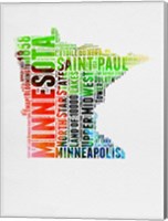 Framed Minnesota Watercolor Word Cloud