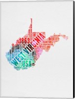 Framed West Virginia Watercolor Word Cloud