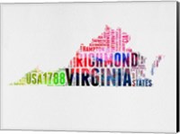 Framed Virginia Watercolor Word Cloud