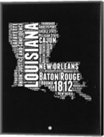 Framed Louisiana Black and White Map