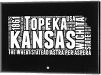 Framed Kansas Black and White Map