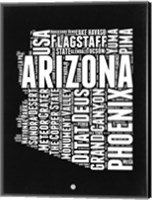 Framed Arizona Black and White Map