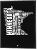 Framed Minnesota Black and White Map