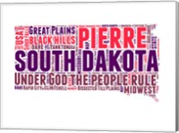 Framed South Dakota Word Cloud Map