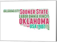 Framed Oklahoma Word Cloud Map