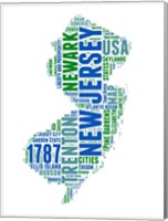Framed New Jersey Word Cloud Map