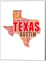 Framed Texas Word Cloud Map