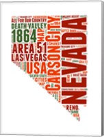 Framed Nevada Word Cloud Map