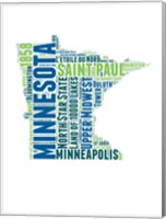 Framed Minnesota Word Cloud Map