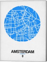 Framed Amsterdam Street Map Blue