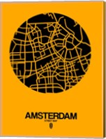 Framed Amsterdam Street Map Yellow