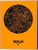Framed Berlin Street Map Yellow