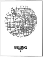 Framed Beijing Street Map White