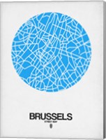 Framed Brussels Street Map Blue