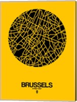 Framed Brussels Street Map Yellow