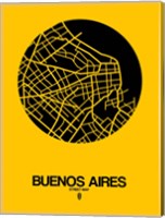 Framed Buenos Aires Street Map Yellow
