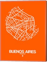 Framed Buenos Aires Street Map Orange