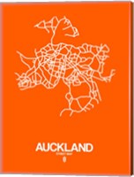 Framed Auckland Street Map Orange