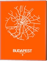 Framed Budapest Street Map Orange