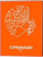Framed Copenhagen Street Map Orange