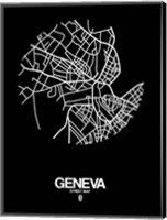 Framed Geneva Street Map Black