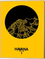 Framed Havana Street Map Yellow