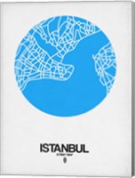 Framed Istanbul Street Map Blue