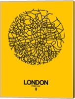 Framed London Street Map Yellow