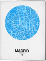 Framed Madrid Street Map Blue