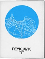 Framed Reykjavik Street Map Blue