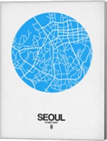 Framed Seoul Street Map Blue