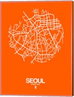 Framed Seoul Street Map Orange