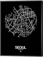 Framed Seoul Street Map Black