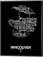 Framed Vancouver Street Map Black