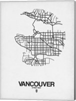 Framed Vancouver Street Map White