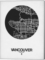 Framed Vancouver Street Map Black on White