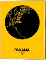 Framed Panama Street Map Yellow